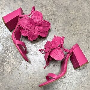 Delta Fuchsia Floral Heeled Sandals